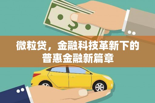 合江微粒贷，金融科技革新下的普惠金融新篇章